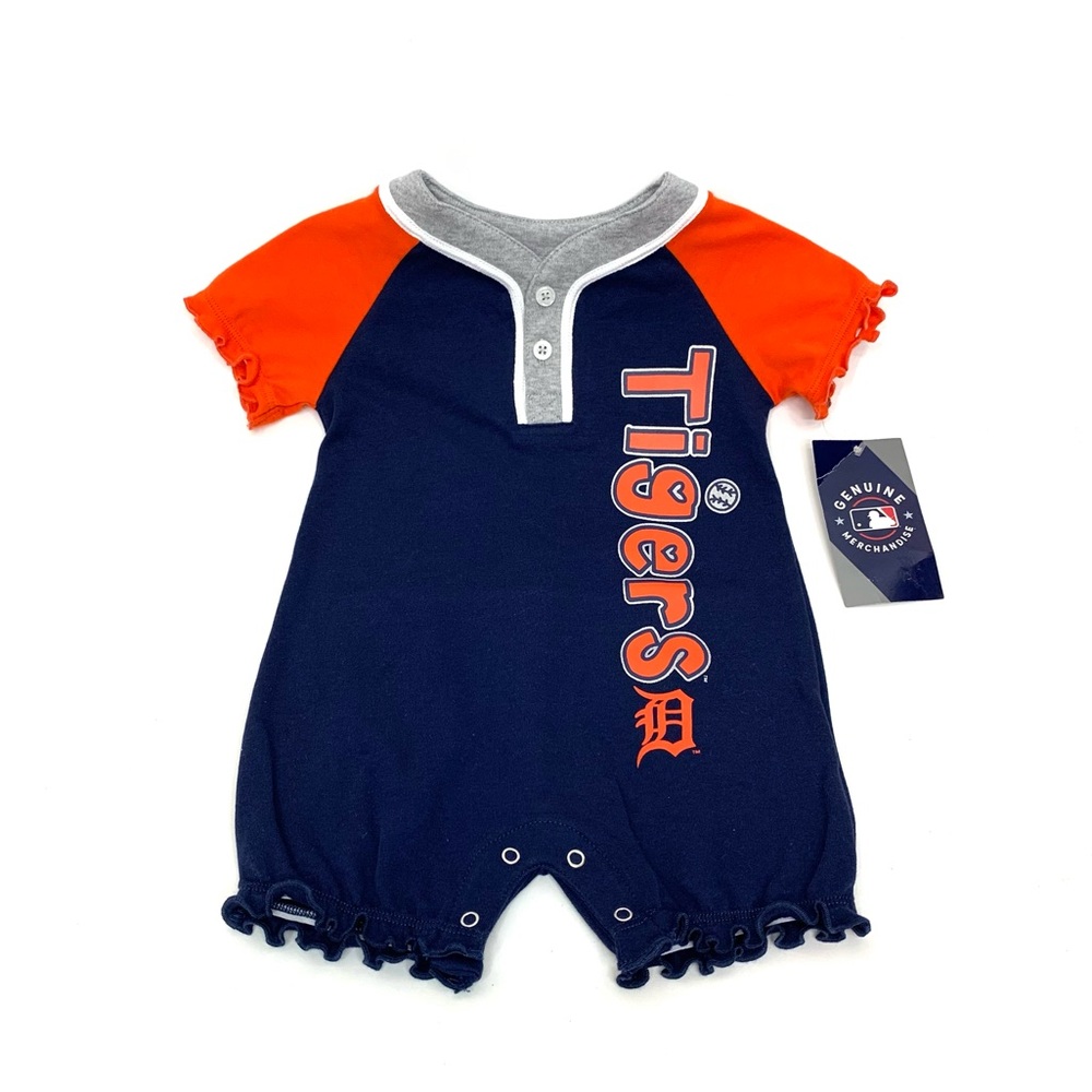 Genuine Merchandise MLB Detroit Tigers Lettuce Hem Bodysuit Nwt Girl Size 6/9M